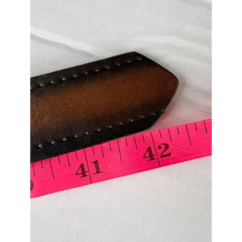 Vintage 70s leather belt Baron solid Brass Buckle cornet trumpet music band 34 - Picture 15 of 16